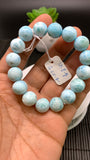 Larimar Bracelet 12 mm size Code# B10 • AAA Quality • Natural Larimar Round Bracelet- Length 7.50 Inch