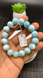 Larimar Bracelet 12 mm size Code# B10 • AAA Quality • Natural Larimar Round Bracelet- Length 7.50 Inch