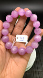 Kunzite Bracelet - 14 mm Size - Code# D2 - AAAA Quality - Natural Kunzite Round Bracelet - Length 7.5 Inch