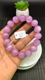 Kunzite Bracelet - 14 mm Size - Code# D2 - AAAA Quality - Natural Kunzite Round Bracelet - Length 7.5 Inch