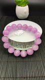 Kunzite Bracelet - 14 mm Size - Code# D2 - AAAA Quality - Natural Kunzite Round Bracelet - Length 7.5 Inch