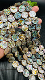 Abalone Shell Coin Beads • 16 mm Size • 40 cm length • AAA Quality • Natural Abalone Shell • Origin Australia