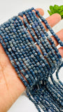 Blue Sapphire Faceted Cube Beads • 4 mm Size • Length 40 cm • AA Quality • Natural Sapphire Box Beads •
