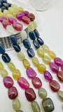 Multi Sapphire Nugget Beads - 9-16 x 9-10 mm Size - AAA Quality - Natural Sapphire Tumble Beads - 16 Inches Length