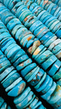 Turquoise Heishi Beads- 12 mm Size - 40 cm Length - AAA Quality- Natural Turquoise Rondelle Beads