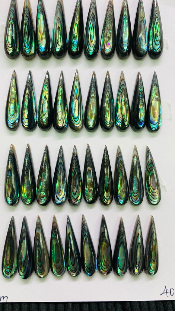 Abalone Shell Pear Cabs- 5x20 mm Size- Pack of 4 Pcs- AAAA Quality-  Natural Abalone Cabochons