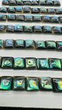 Abalone Shell Square Cabs- 12 mm Size- Pack of 2 Pcs- AAAA Quality- Natural Abalone Cabochons