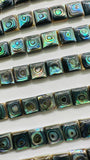 Abalone Shell Square Cabs- 12 mm Size- Pack of 2 Pcs- AAAA Quality- Natural Abalone Cabochons