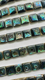 Abalone Shell Square Cabs- 12 mm Size- Pack of 2 Pcs- AAAA Quality- Natural Abalone Cabochons