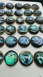 Abalone Shell Round Cabs- 12 mm Size- Pack of 4 Pcs- AAAA Quality- Natural Abalone Cabochons