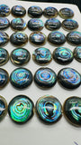 Abalone Shell Round Cabs- 12 mm Size- Pack of 4 Pcs- AAAA Quality-  Natural Abalone Cabochons