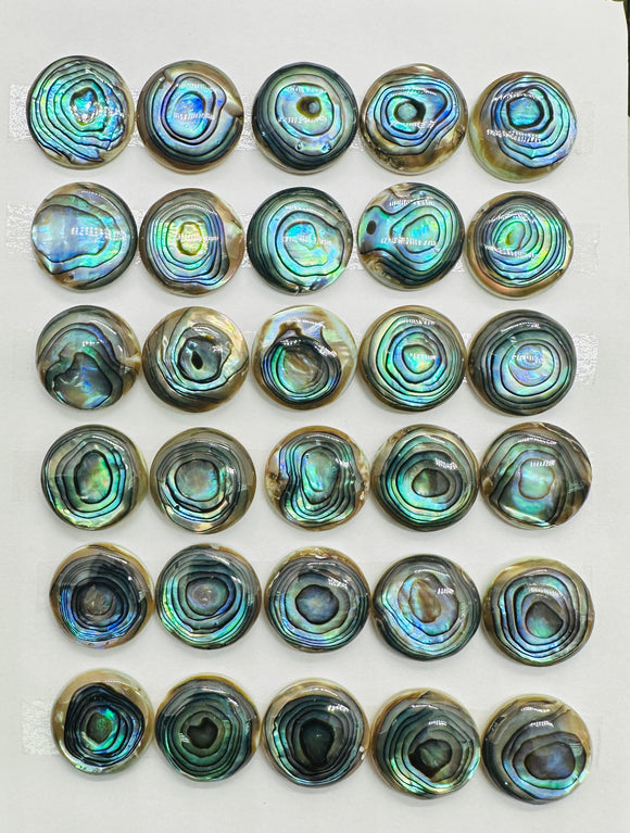 Abalone Shell Round Cabs- 12 mm Size- Pack of 4 Pcs- AAAA Quality-  Natural Abalone Cabochons