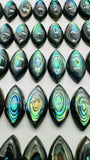 Abalone Shell Marquis Cabs- 8x16 mm Size- Pack of 4 Pcs- AAAA Quality-  Natural Abalone Cabochons