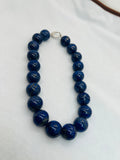 Lapis Smooth Round Necklace, 20mm Size, Natural Lapis without dyed, Length 18 Inch, AAA Quality, 925 Silver claps, hand knotted necklace.