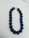 Lapis Smooth Round Necklace, 20mm Size, Natural Lapis without dyed, Length 18 Inch, AAA Quality, 925 Silver claps, hand knotted necklace.