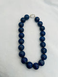 Lapis Smooth Round Necklace, 20mm Size, Natural Lapis without dyed, Length 18 Inch, AAA Quality, 925 Silver claps, hand knotted necklace.