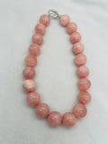 Rose Quartz Round Necklace, 20 MM size,  good Quality perfect round shape . deep Pink rose quartz, hand knotted with 925 Silver clasp.