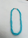 Turquoise Round necklace, triple strand Necklace with 925 Silver claps. Size 3mm-AAA Quality  -100 % Natural Turquoise, Length 16 inch each