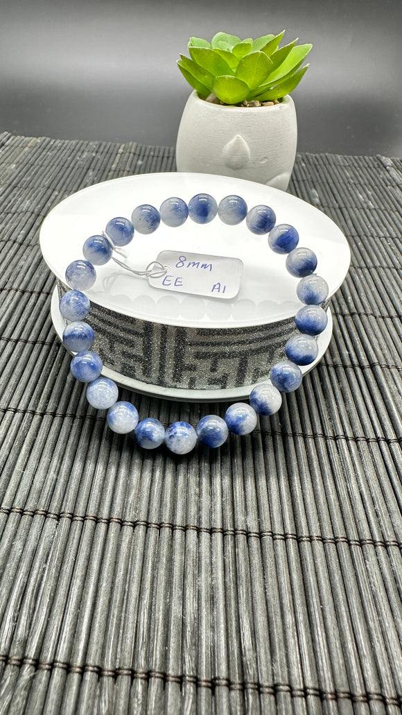 Dumortierite Bracelet 8 mm Size - Code #A1-  Length 7.5 Inch - AAAA Quality - Origin Austria - Stretchy Bracelet