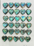 Abalone Shell Heart Cabs- 8 mm Size- Pack of 4 Pcs- AAAA Quality- Natural Abalone Cabochons
