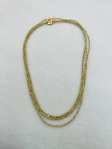 Yellow Diamond Faceted-Necklace, triple strand Necklace, custom make with 14K Gold clasp, Size 2-3 MM, Length 16", 16.5" and 16.75"