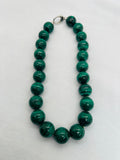 Malachite Round Beads Necklace, size 20mm, Length of Necklace 18" - Malachite Beads - AAA Quality, hand knotted Necklace. 925 silver clasp
