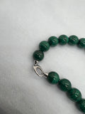 Malachite Round Beads Necklace, size 20mm, Length of Necklace 18" - Malachite Beads - AAA Quality, hand knotted Necklace. 925 silver clasp