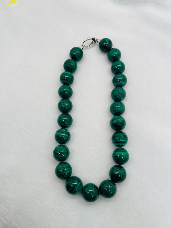 Malachite Round Beads Necklace, size 20mm, Length of Necklace 18