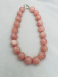 Rose Quartz Round Necklace, 20 MM size,  good Quality perfect round shape . deep Pink rose quartz, hand knotted with 925 Silver clasp.