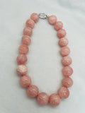 Rose Quartz Round Necklace, 20 MM size,  good Quality perfect round shape . deep Pink rose quartz, hand knotted with 925 Silver clasp.