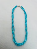 Turquoise Round necklace, triple strand Necklace with 925 Silver claps. Size 3mm-AAA Quality  -100 % Natural Turquoise, Length 16 inch each