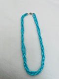 Turquoise Round necklace, triple strand Necklace with 925 Silver claps. Size 3mm-AAA Quality  -100 % Natural Turquoise, Length 16 inch each