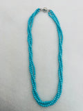 Turquoise Round necklace, triple strand Necklace with 925 Silver claps. Size 3mm-AAA Quality -100 % Natural Turquoise, Length 16 inch each