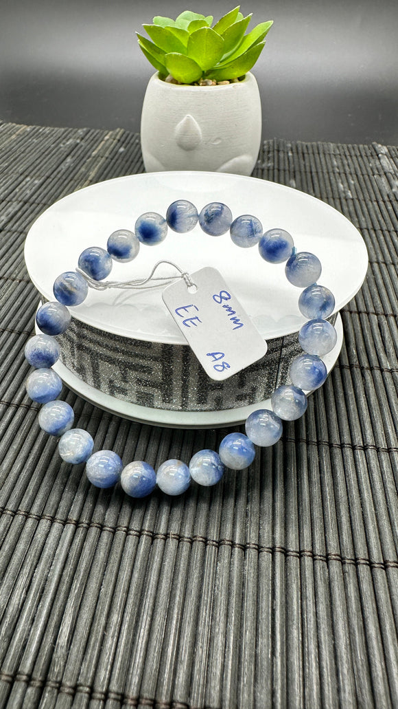 Dumortierite Bracelet 8 mm Size - Code #A8 - Length 7.5 Inch - AAAA Quality - Origin Austria - Stretchy Bracelet