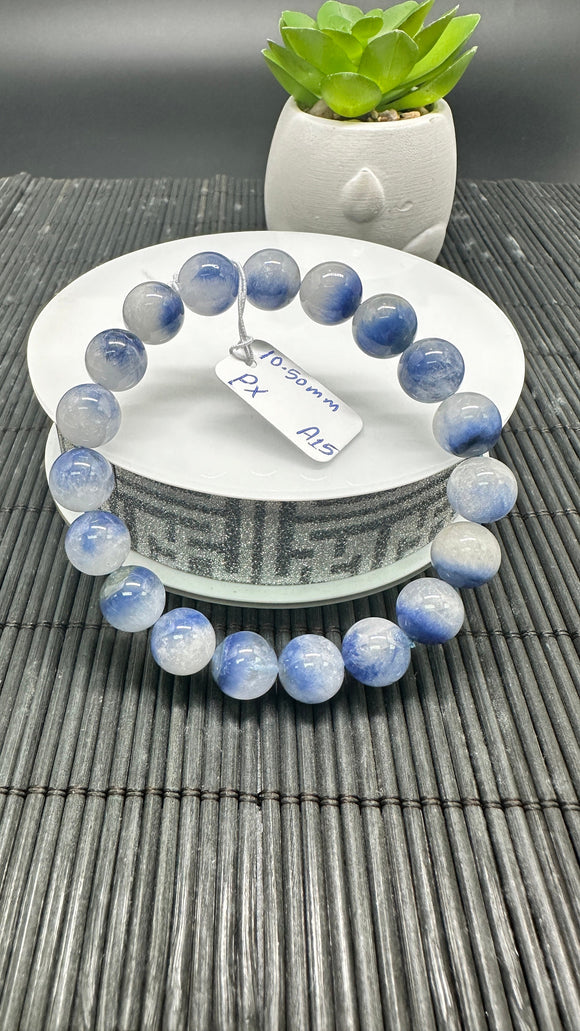 Dumortierite Bracelet 10.50 mm Size - Code #A15 Length 7.5 Inch - AAAA Quality - Origin Austria - Stretchy Bracelet