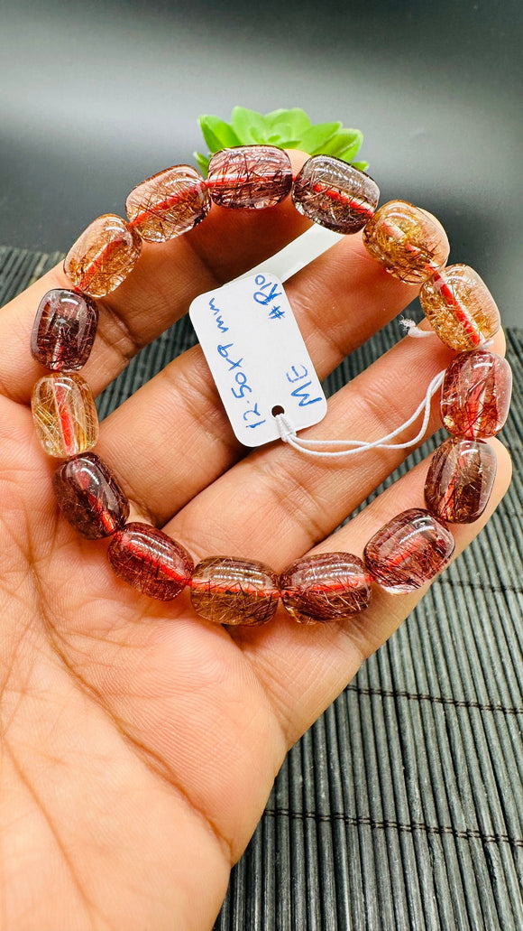 Copper Rutile Bracelet • 12.50X9  mm Size • Code R10 • AAA Quality • Natural Rutilated Quartz Bracelet