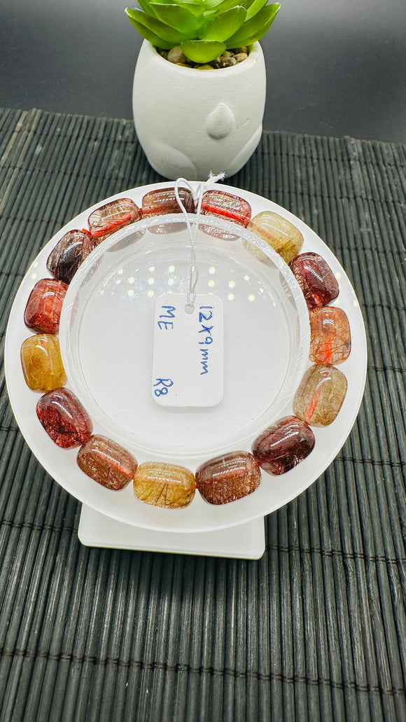 Copper Rutile Bracelet • 12X9 mm Size • Code R8 • AAA Quality • Natural Rutilated Quartz Bracelet