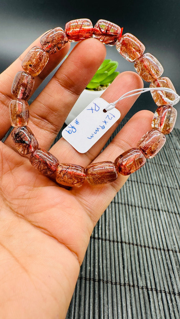 Copper Rutile Bracelet • 12X9 mm Size • Code R9 • AAA Quality • Natural Rutilated Quartz Bracelet