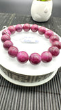 Ruby Bracelet • 12 mm Size • Code A2 • 7.5  Inch Length • AAA Quality • Natural Ruby Round Bracelet