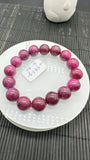 Ruby Bracelet • 12 mm Size • Code A3 • 7.5  Inch Length • AAA Quality • Natural Ruby Round Bracelet