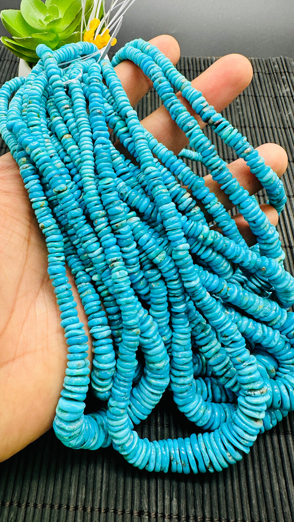 Turquoise Irregular Heishi Beads- 5 to 13 mm Graduate Size - 40 cm Length - AAA Quality- Natural Turquoise Rondelle Beads