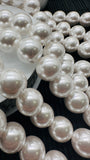 White Shell Pearl Round Beads - 10/12/ 14 mm Size - AAA Quality- 40 cm Length - Shell Beads