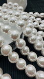 White Shell Pearl Round Beads - 10/12/ 14 mm Size - AAA Quality- 40 cm Length - Shell Beads