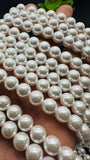 8MM White Shell Pearl Round Beads - Good Quality- 40 Cm length