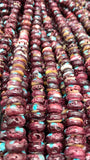 Purple Spiny Oyster Shell Roundel Beads • 6-12 mm Size • 40 cm length • AAA Quality • Spiny oyster with Turquoise Beads•