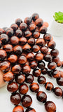 Red Tiger Eye Round Beads- 20 mm Size - AA Quality- 40 cm Length-  Wholesale Tiger Eye Beads- Red Tiger Eye Beads