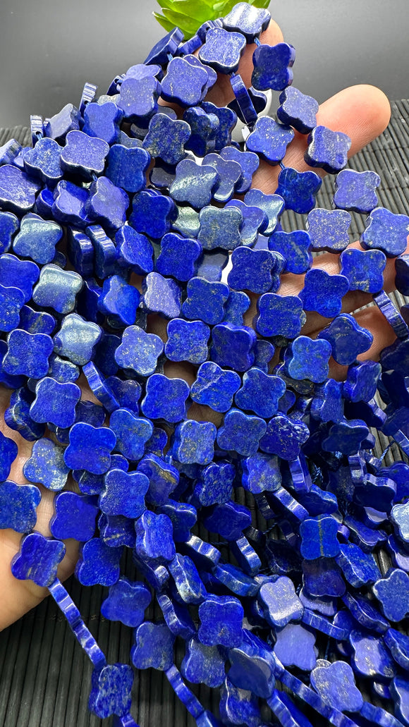 Lapis Flower Beads • 12 mm Size • AAA Quality Dark Blue Color • 40 cm Length • Natural Lapis Beads origin Afghanistan