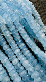 Aquamarine Faceted Roundel Beads • 6-13 mm Size • AAA grade • Length 40 cm • Top quality roundel • Blue Aquamarine Beads