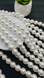 White Shell Pearl Round Beads - 10/12/ 14 mm Size - AAA Quality- 40 cm Length - Shell Beads