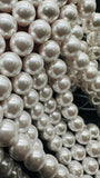 8MM White Shell Pearl Round Beads - Good Quality- 40 Cm length